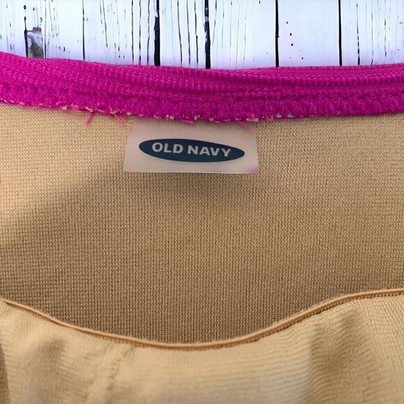 Old Navy Hot Pink Ribbed One Piece Swimsuit Deep Fuschia Size Medium - Picture 3 of 5